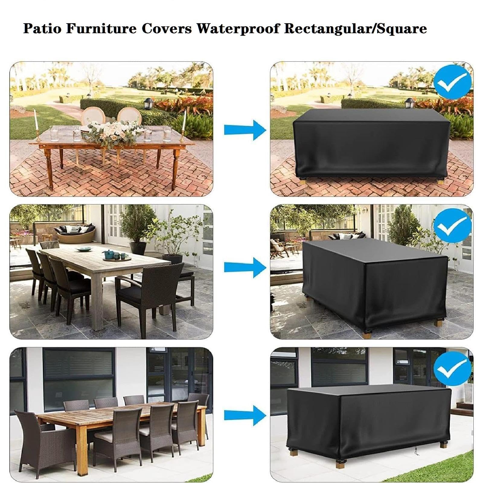 Outdoor Patio Table Cover-Outdoor Furniture Covers for Table and Chairs 40x40x45cm 600d Strong Tear Resistant Waterproof Patio Furniture Covers Patio Set Cover Outdoor Waterproof Table Covers