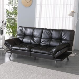 hcore convertible couch, memory foam futon sleeper, loveseat sofa bed sofabed, bright black