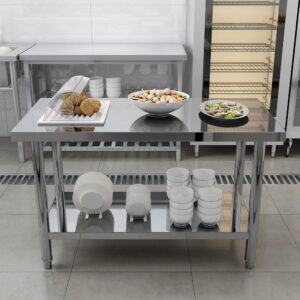 QFBXG NSF Commercial Stainless Steel Worktable - 24 x 30 Inches with Undershelf, Heavy Duty Prep Table for Restaurants, Homes, and Hotels - Ideal for Christmas Prep.