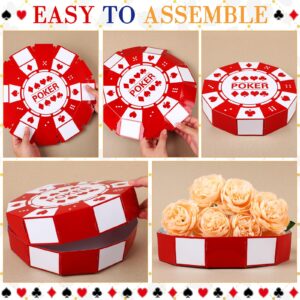 PullCrease 12 Pcs Large Poker Chip Favor Boxes 9 Inch Casino Themed Party Decorations Giant Chip Table Centerpiece for Game Night New Year Prom Casino Birthday Party Supplies