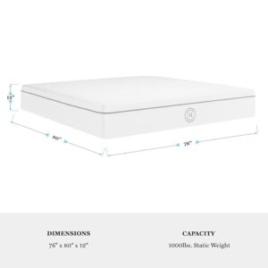 Martha Stewart SleepComplete King Mattress in a Box, Firm Pocket Spring and Foam Hybrid Mattress, Dual-Action Cooling, 5-Way Zoning, Coolweave Cover, 12 ", White