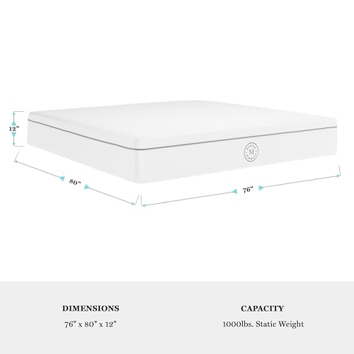 Martha Stewart SleepComplete King Mattress in a Box, Firm Pocket Spring and Foam Hybrid Mattress, Dual-Action Cooling, 5-Way Zoning, Coolweave Cover, 12 ", White