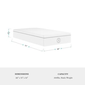 Martha Stewart SleepComplete Twin Mattress in a Box, Firm Pocket Spring and Foam Hybrid Mattress, Dual-Action Cooling, 5-Way Zoning, Coolweave Cover, 12 ", White