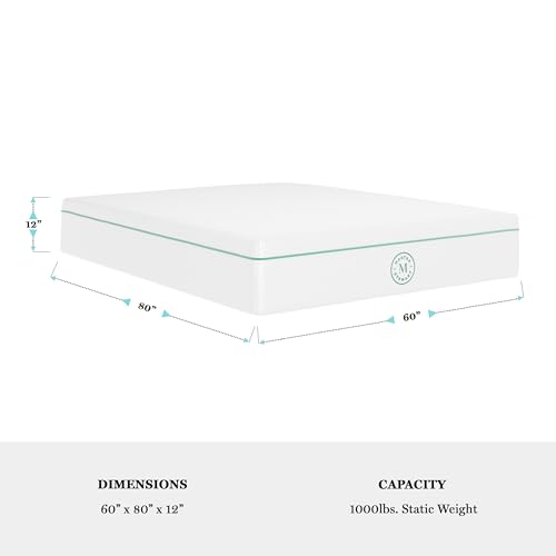 Martha Stewart SleepComplete Queen Mattress in a Box, Medium-Firm Triple-Action Cooling Gel Memory Foam Mattress, Removable Coolweave Jacquard Cover, 12", White