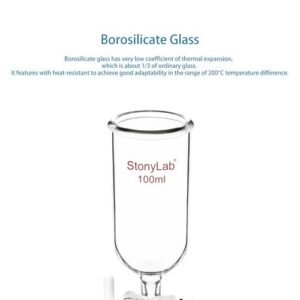 stonylab Dropping Funnel, Borosilicate Glass Burette Funnel with PTFE Stopcock for Laboratory and Home Use, 100 ml