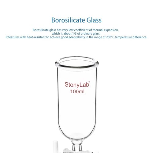 stonylab Dropping Funnel, Borosilicate Glass Burette Funnel with PTFE Stopcock for Laboratory and Home Use, 100 ml