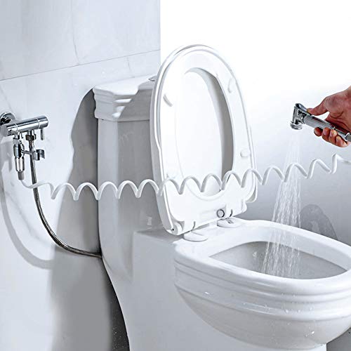 Spring Tube, Flexible Shower Hose for Water Plumbing Toilet Bidet Sprayer BathroomGarden Tools Muslim Parts & Connectors (White)