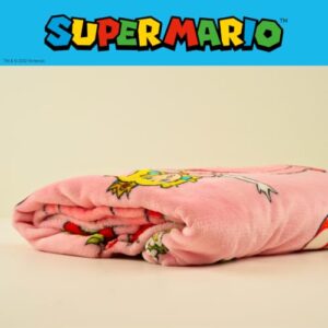 Nintendo Super Marios Bros. Princess Peach Girl Bedding Super Soft Silk Touch Throw, 46 in x 60 in, (Officially Licensed Product)