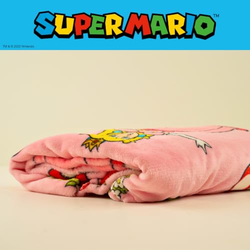 Nintendo Super Marios Bros. Princess Peach Girl Bedding Super Soft Silk Touch Throw, 46 in x 60 in, (Officially Licensed Product)