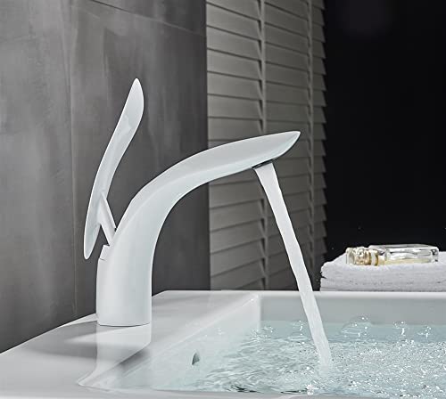 Kitchen Sink Mixer Taps Bath Faucets, Rose Brass Basin Faucet, Solid Cold and Hot Water Mixer, Bathroom Faucet, Single Handle Water Sink Tap Compatible with Balcony Laundry Mixer Tap Faucet