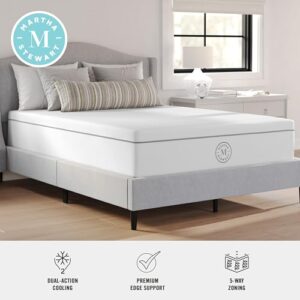 Martha Stewart SleepComplete Full Mattress in a Box, Firm Pocket Spring and Foam Hybrid Mattress, Dual-Action Cooling, 5-Way Zoning, Coolweave Cover, 12 ", White