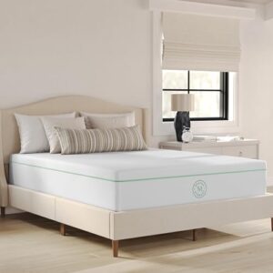 martha stewart sleepcomplete queen mattress in a box, medium-firm triple-action cooling gel memory foam mattress, removable coolweave jacquard cover, 12", white