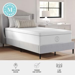 Martha Stewart SleepComplete Twin Mattress in a Box, Firm Pocket Spring and Foam Hybrid Mattress, Dual-Action Cooling, 5-Way Zoning, Coolweave Cover, 12 ", White