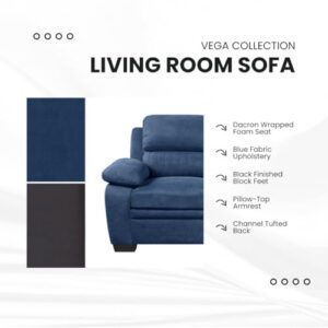 Lexicon Vega 80" W Fabric Living Room Sofa Couch, Blue