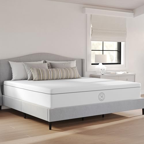 Martha Stewart SleepComplete King Mattress in a Box, Firm Pocket Spring and Foam Hybrid Mattress, Dual-Action Cooling, 5-Way Zoning, Coolweave Cover, 12 ", White