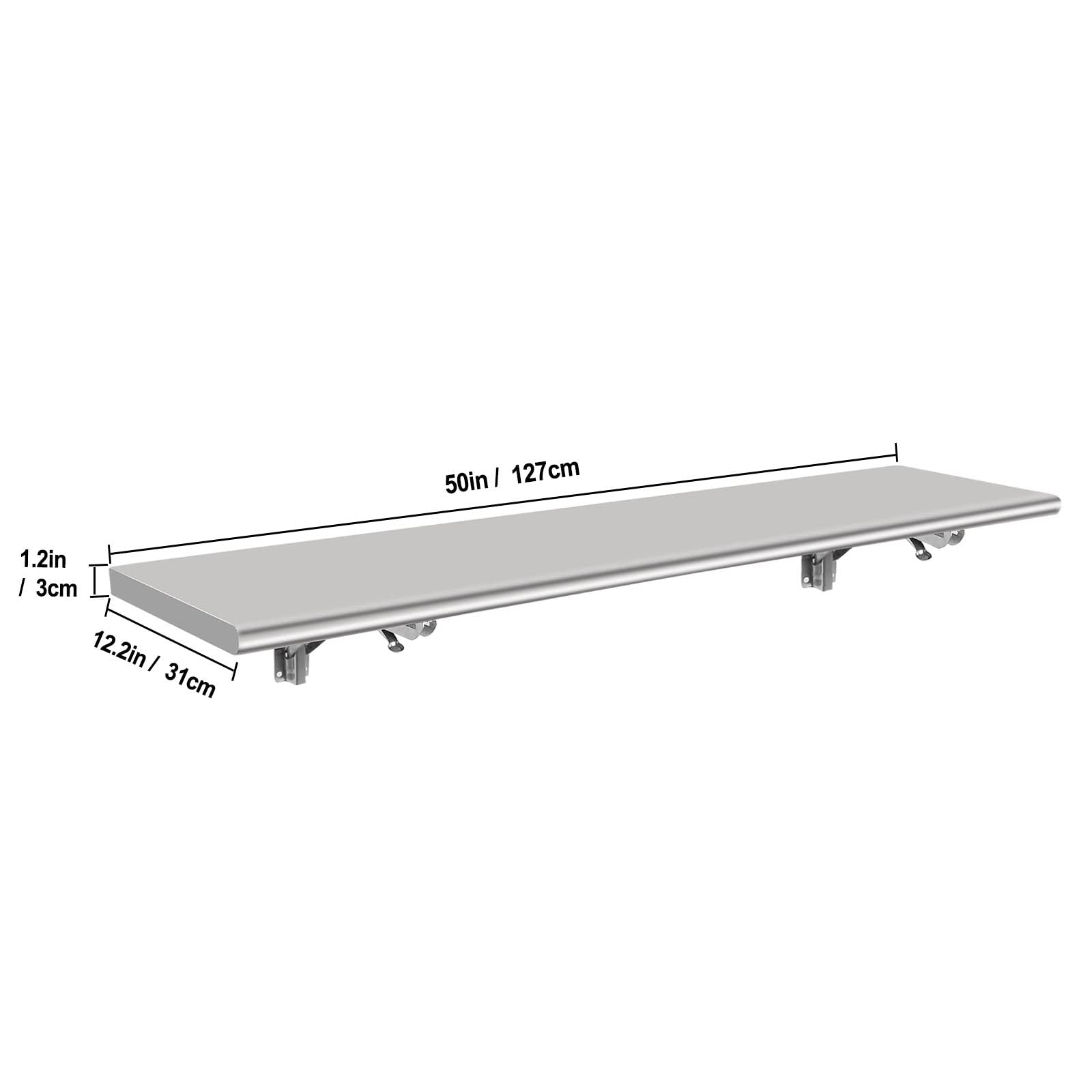 Sidasu 50" L x 12''W Stainless Steel Concession Shelf,Folding Shelf Stainless Steel Food Shelf Stand Serving for Concession Serving Window, Restaurant and Bar