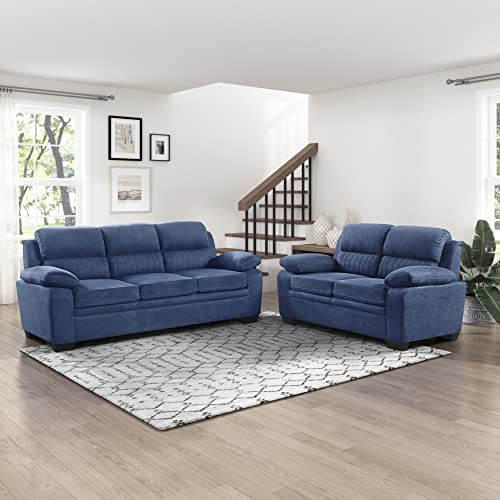 Lexicon Vega 80" W Fabric Living Room Sofa Couch, Blue