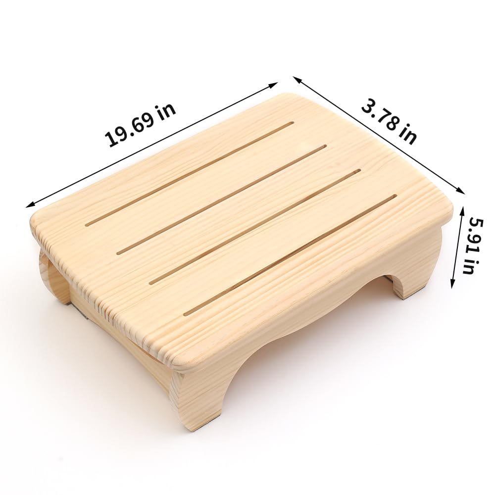 kayimu Wooden footstool with anti slip gasket at the bottom, no assembly required. Can be used for crowds, children, elderly, places, kitchensbathrooms, bedrooms, bedside, as well as toilet footstools