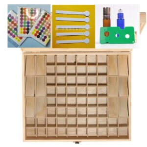 xixibuy Wooden Essential oil kit, Essential oil holder, Essential oil storage organizer Travel Display, Holds 68 Bottles with Oil opener, Stickers, Perfume test paper