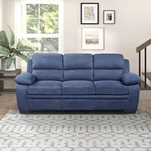 Lexicon Vega 80" W Fabric Living Room Sofa Couch, Blue