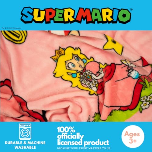 Nintendo Super Marios Bros. Princess Peach Girl Bedding Super Soft Silk Touch Throw, 46 in x 60 in, (Officially Licensed Product)