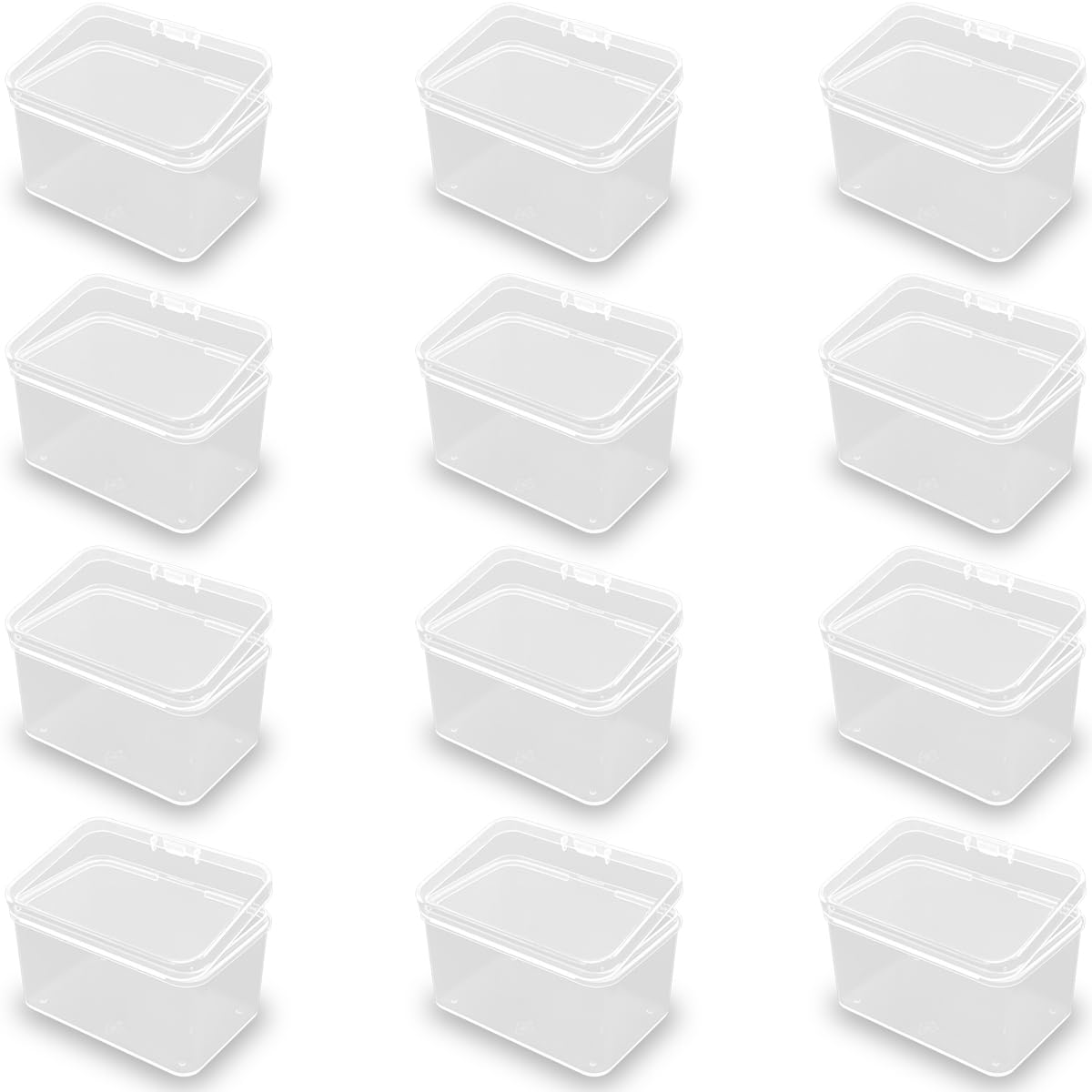 Farmer Mani Rectangular Clear Plastic Organizer Storage Box Containers 2.95x1.97x1.77 in,Small Containers, Small Plastic Containers Pack of 12