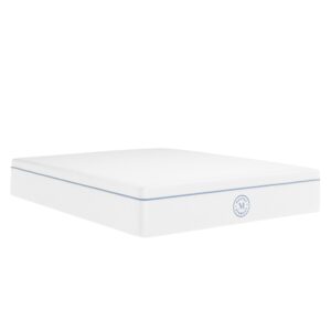 Martha Stewart SleepComplete Queen Mattress in a Box, Medium-Firm Pocket Spring and Foam Hybrid Mattress, Dual-Action Cooling, 5-Zones, Coolweave Cover,12", White