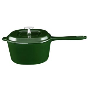 Flavehc Cast Iron Sauce Pan With Lid 2 Quart Cast Iron Saucepan Green Enameled Cast Iron Sauce Pot Oven Safe