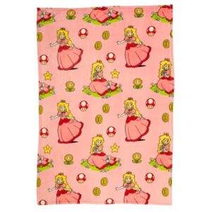 nintendo super marios bros. princess peach girl bedding super soft silk touch throw, 46 in x 60 in, (officially licensed product)