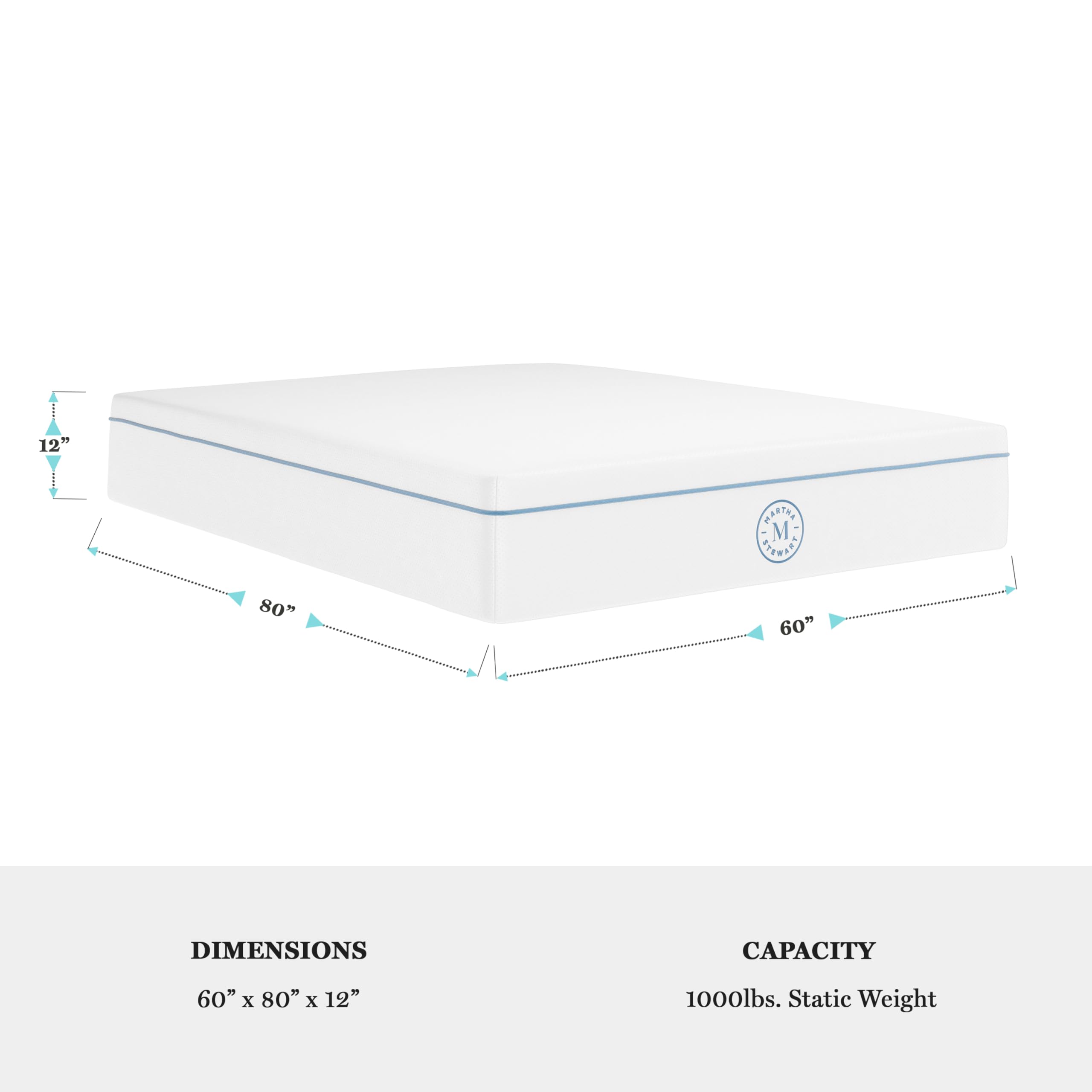 Martha Stewart SleepComplete Queen Mattress in a Box, Medium-Firm Pocket Spring and Foam Hybrid Mattress, Dual-Action Cooling, 5-Zones, Coolweave Cover,12", White