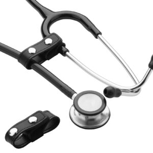 beautyflier adjustable stethoscope clip for all models: littmann, adc, mdf, adscope, stethoscope securing safety clip perfect for physicians, nurses, emt (black, microfiber leather, 2pcs)