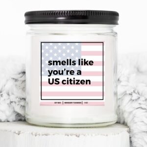 YouNique Designs New American Citizen Gifts Candle Gifts for a New Us Citizen - Cool Gifts for American Citizenship - US Citizenship Gifts for Women, Men - New Citizen Gifts (Mahogany Teakwood)