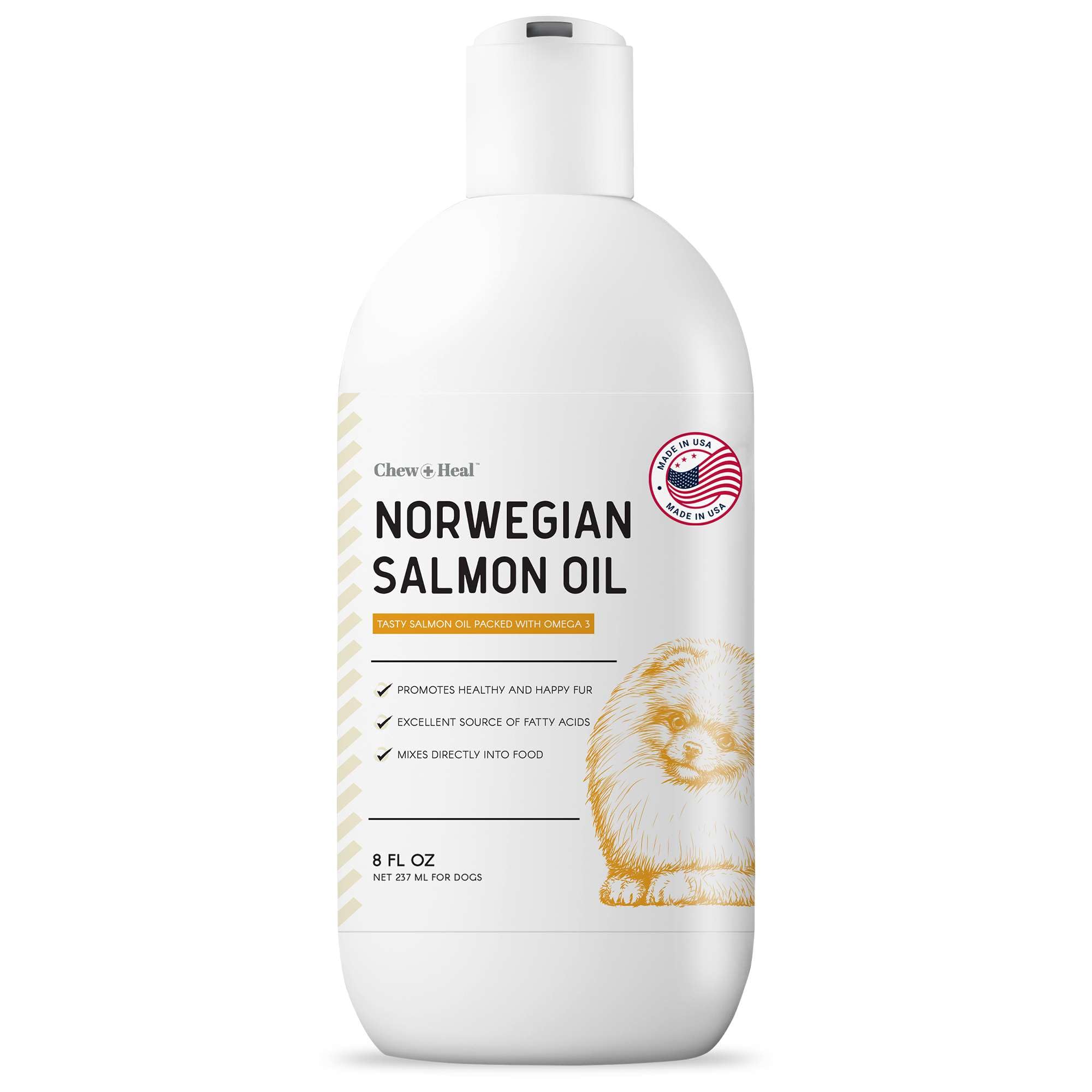 Norwegian Salmon Oil for Dogs - 8 oz of Fish Oil for Dogs Skin and Coat - Contains Omega 3 Fatty Acids - Made in The USA