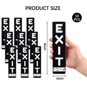 Youdaju 10 Pcs Vertical Exit Sign with Braille 8x2Inch Vertical Exit Sign Bold Letters ADA Compliant Exit Sign with Tactile Braille for Business Acrylic Exit Signs