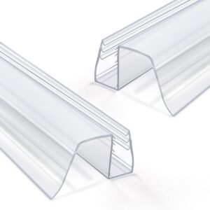 bathroom shower glass door bottom seal strip, 2pcs 36 inch long clear pvc seal strips for 5/16"(8mm) - 3/8"(10mm) thick framless glass door panel