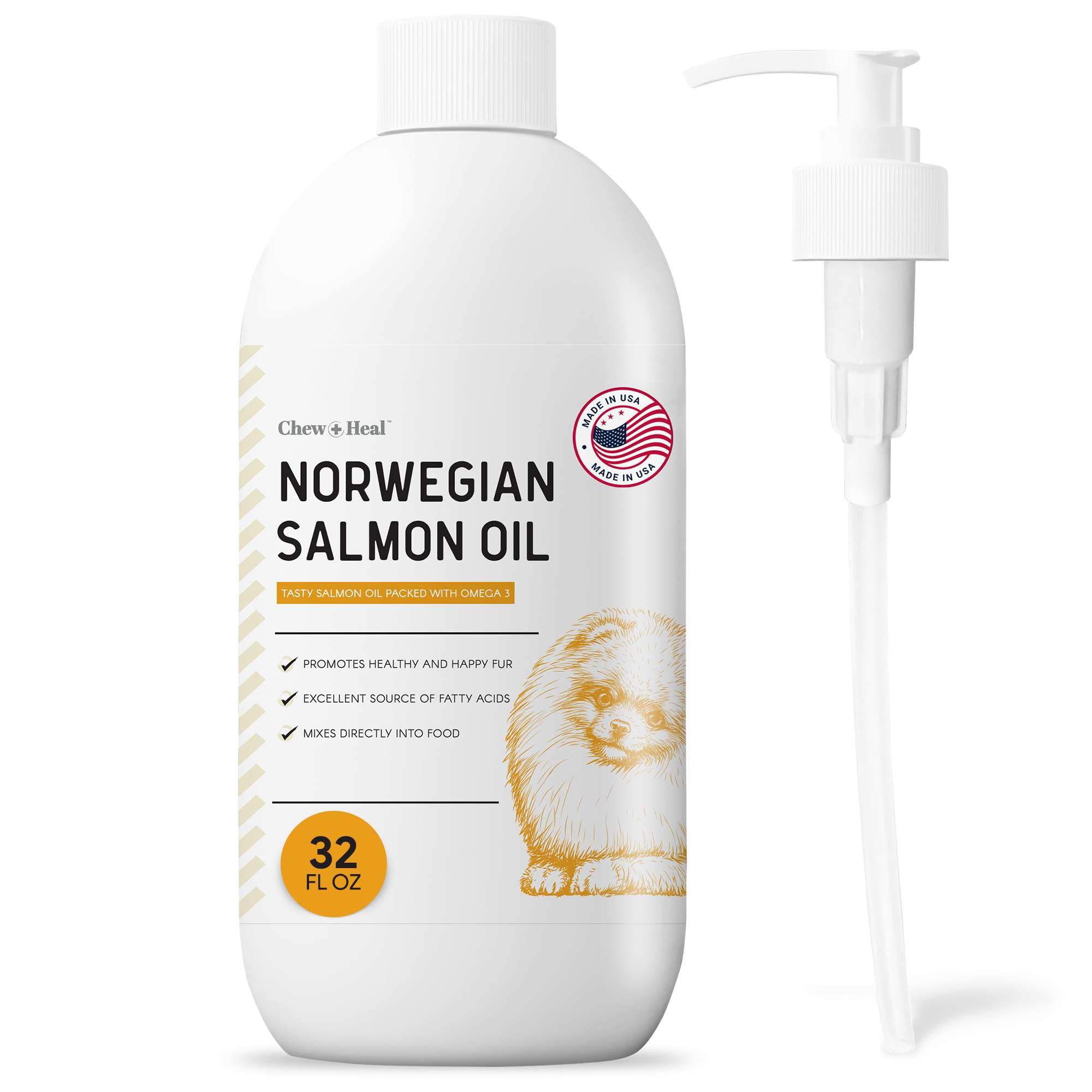 Norwegian Salmon Oil for Dogs - 32 oz of Fish Oil for Dogs Skin and Coat - Contains Omega 3 Fatty Acids - Made in The USA