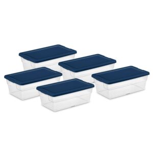 Sterilite Stackable 6 Quart Home Storage Box with Handles and Lid for Efficient, Space Saving Household Storage and Organization, (10 Pack)