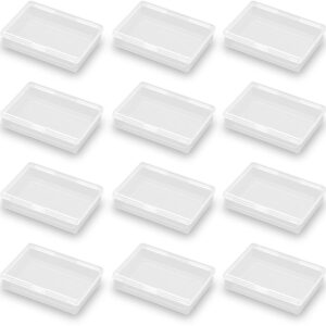 farmer mani 12 pieces rectangular clear plastic storage containers for tiny items and other craft projects. (3.94 x 2.76 x 0.95 inch)