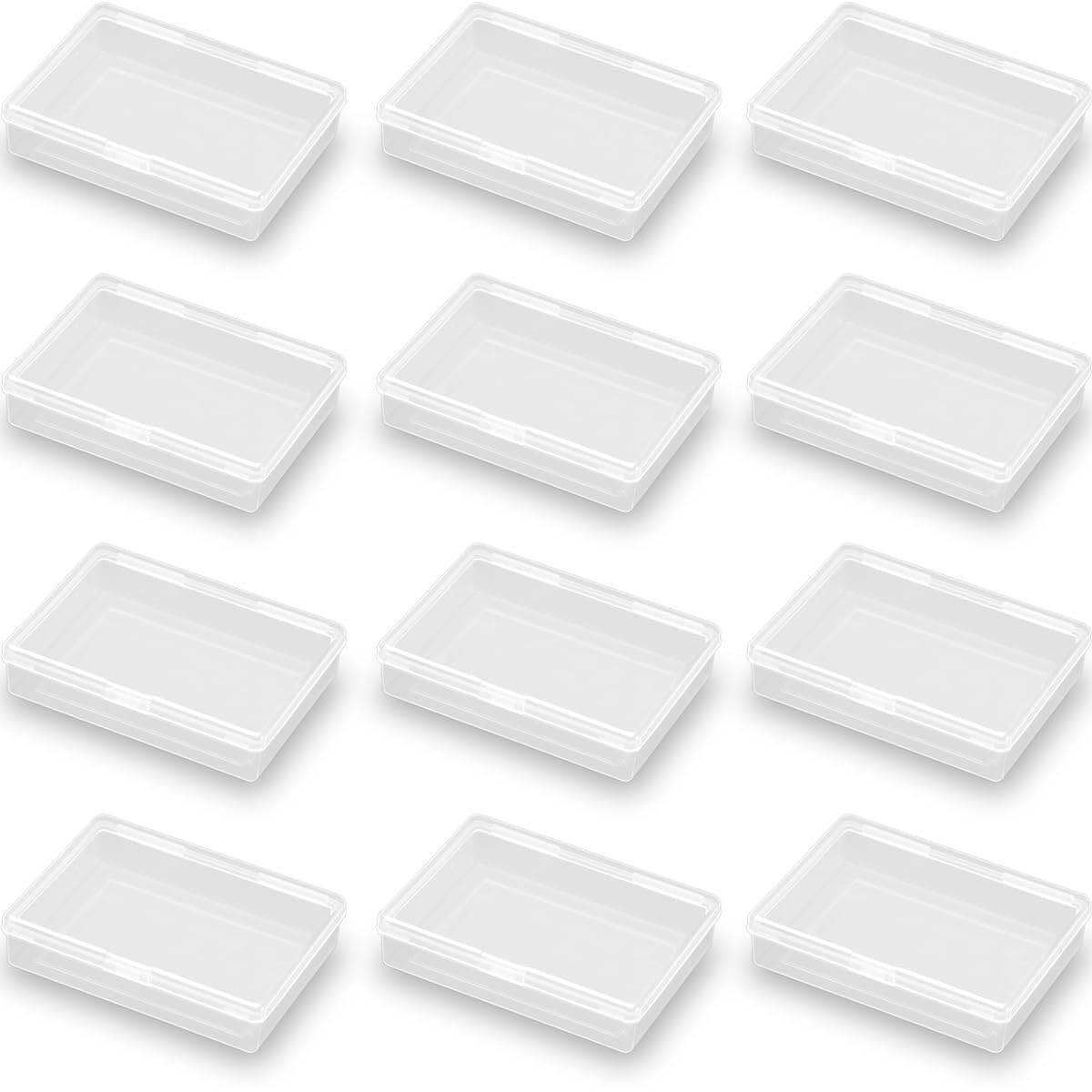 Farmer Mani 12 Pieces Rectangular Clear Plastic Storage Containers for Tiny Items and Other Craft Projects. (3.94 x 2.76 x 0.95 inch)