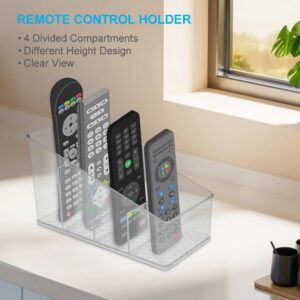 Senbus TV Remote Control Holder Organizer Box with 4different heights Compartments,Desktop Caddy Storage Stand Organizer for Remote Controllers, Office Supplies, Makeup Brush, Media Accessories