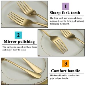 ReaNea Gold Dinner Forks 24 Pieces, Stainless Steel Titanium Gold Plating Table Forks for Home, Restaurant, Wedding, Parties, Events, Daily Use