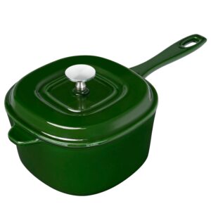 flavehc cast iron sauce pan with lid 2 quart cast iron saucepan green enameled cast iron sauce pot oven safe