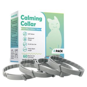 cat calming collar 4 pack calming collar for cats adjustable lengths pheromone collar for cats lasts 60 days calming cat collar to anxiety relief, stress relief