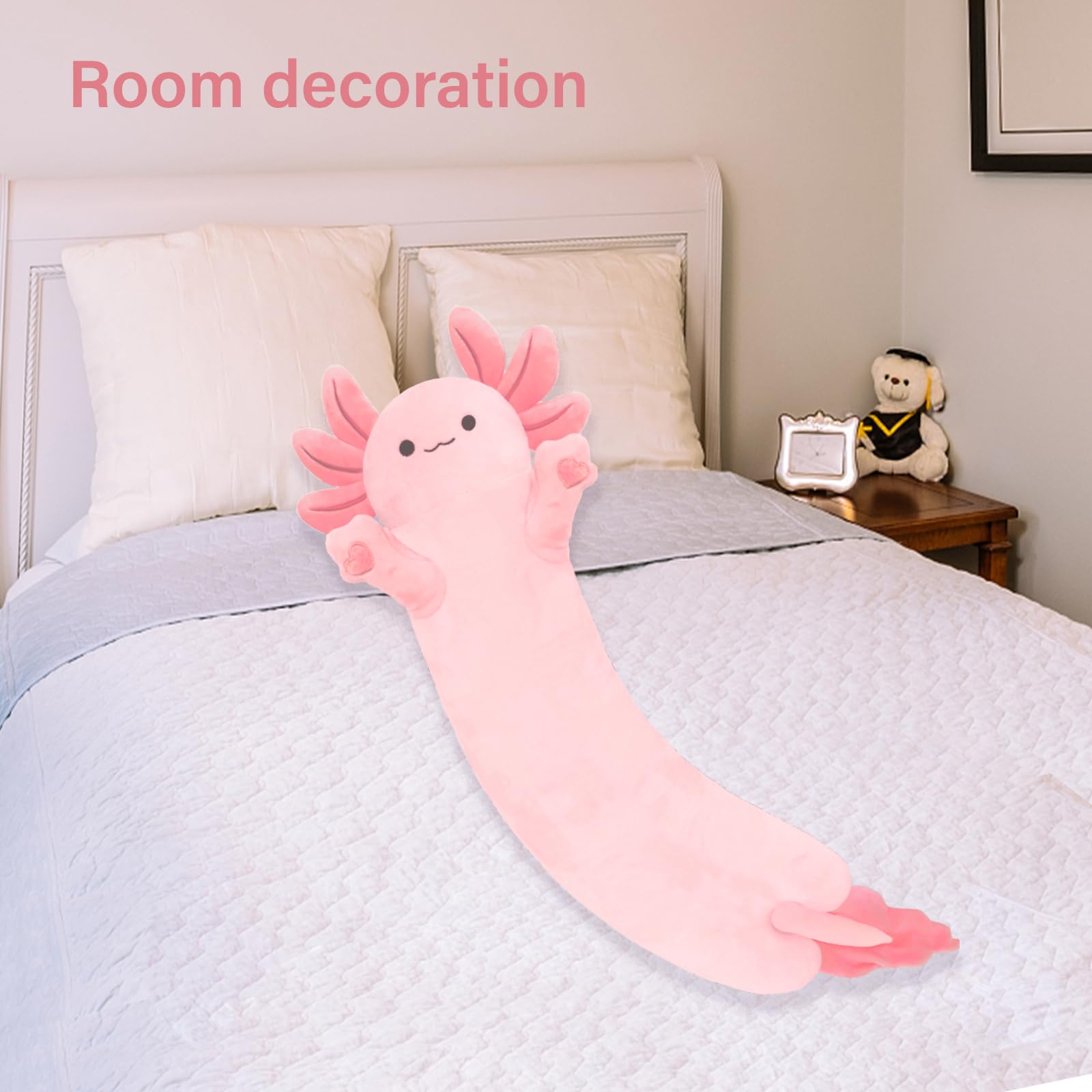 YUNCOL Axolotl Plush,Long Axolotl Plush Toys Pillow,19.6 Inch Cute Axolotl Stuffed Animal,Axolotl Plush Toy Gift for Girls Boys