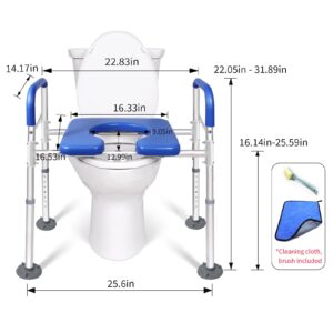 NexusSmash Raised Toilet Seat with Handles, Wide Padded Toilet Seat Risers for Seniors & Handicap, Stand Alone Toilet Safety Chair, Elevated Toilet Riser, Support 450lbs