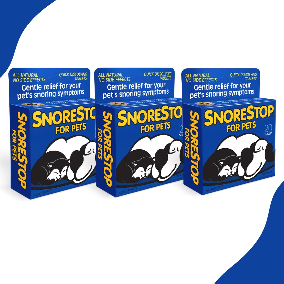 SnoreStop for Pets 20 Chewable Tablets I Natural Anti-Snoring Solution I Snore Relief for Dogs Cats I Stop Snoring Aid I Sleep Remedy I Device Free I Helps Stop Snores I Anti-Snore Aid (3 Pack)