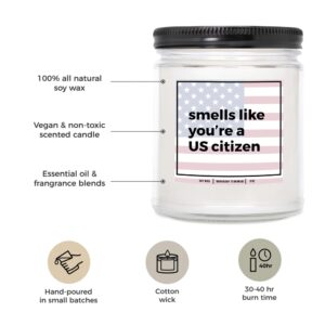 YouNique Designs New American Citizen Gifts Candle Gifts for a New Us Citizen - Cool Gifts for American Citizenship - US Citizenship Gifts for Women, Men - New Citizen Gifts (Mahogany Teakwood)