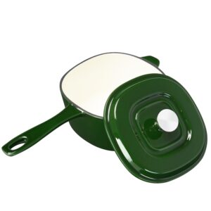 Flavehc Cast Iron Sauce Pan With Lid 2 Quart Cast Iron Saucepan Green Enameled Cast Iron Sauce Pot Oven Safe