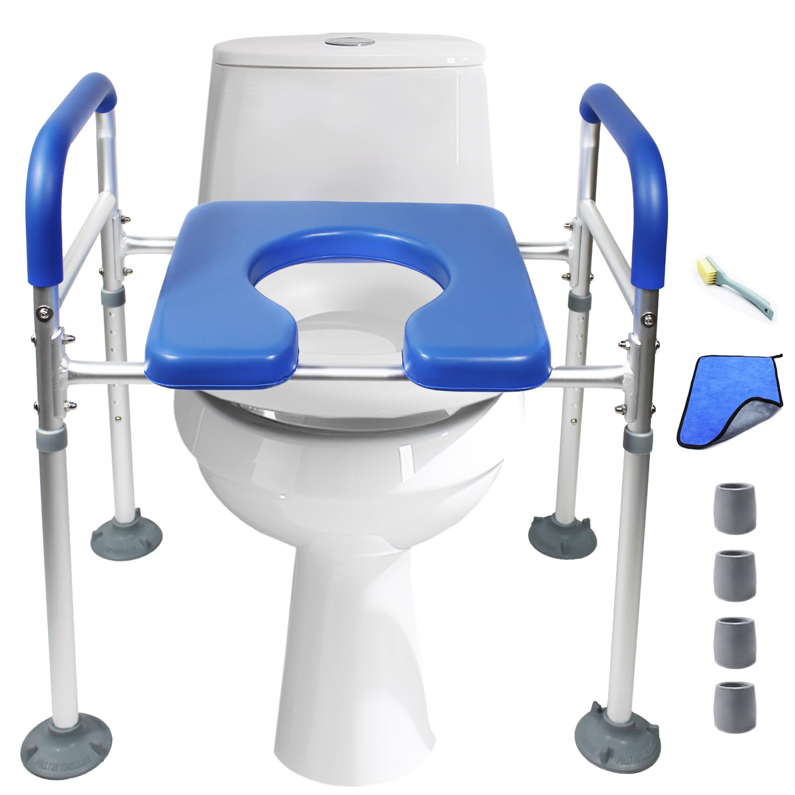 NexusSmash Raised Toilet Seat with Handles, Wide Padded Toilet Seat Risers for Seniors & Handicap, Stand Alone Toilet Safety Chair, Elevated Toilet Riser, Support 450lbs