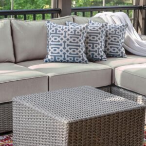 Cethytirko 14 Piece Outdoor Patio Waterproof Cushion Covers, Fits 6-Seat Wicker Rattan Sectional Couch Chair Furniture Cover Replacement Set - Fade-Resistant Patio Cushion Covers with Zipper